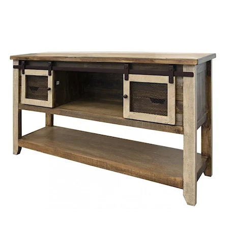 Rustic Sofa Table with 2 Doors and 4 Drawers